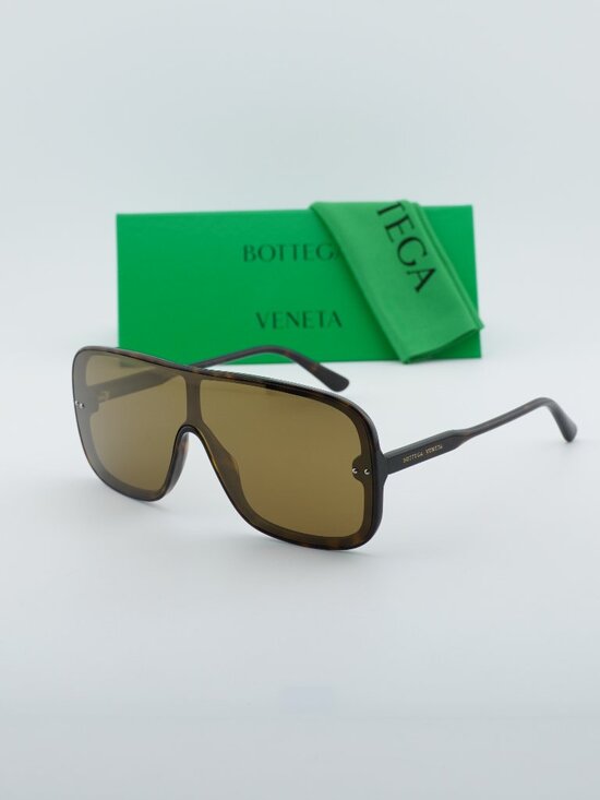 Bottega Veneta BV0167S 003 Shield Sunglasses - Havana/Brown main image 5
